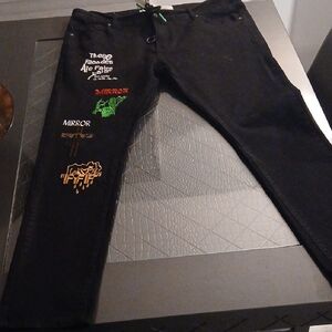 Off-White "Main Label" Virgil Abloh Black  Jeans with Detailing Size 38
